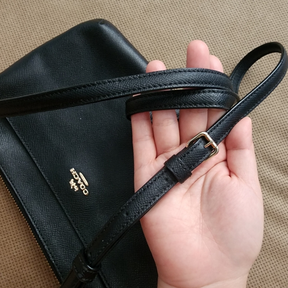 Coach Black Leather Crossbody with Gold Logo - Picture 13 of 15